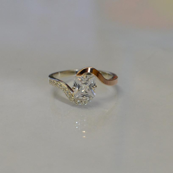 Срібна каблучка з золотими накладками