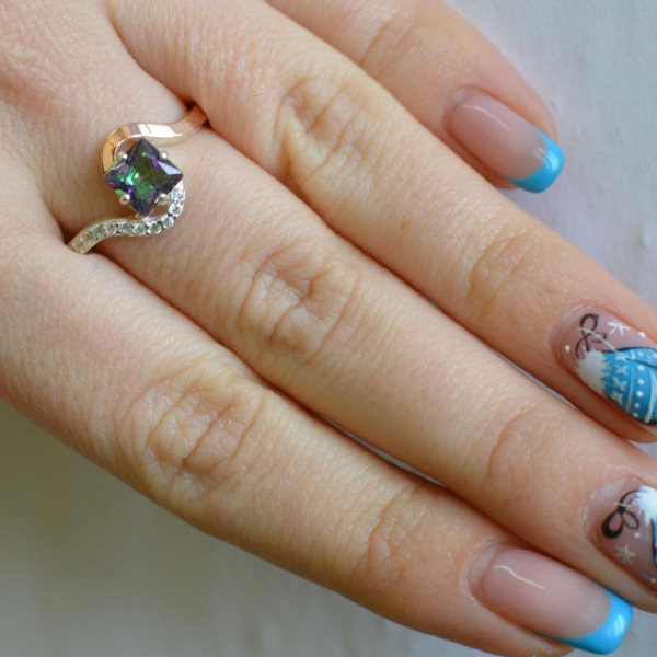 Срібна каблучка з золотими накладками