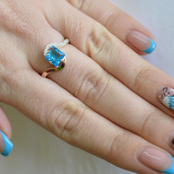 Срібна каблучка з золотими накладками