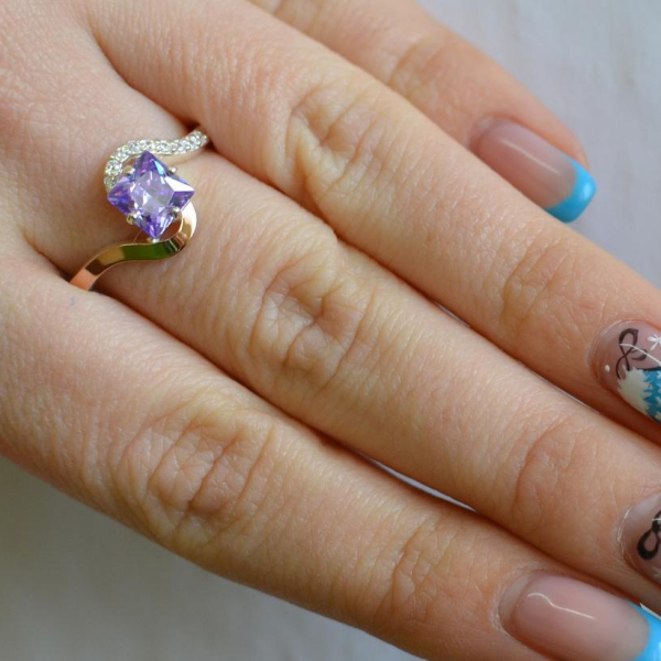 Срібна каблучка з золотими накладками