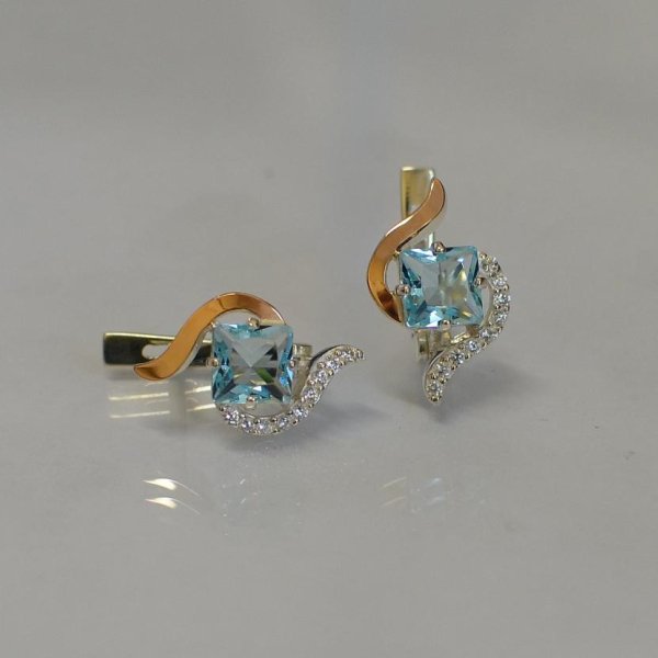 Срібні сережки з золотими накладками