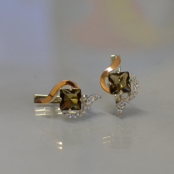 Срібні сережки з золотими накладками