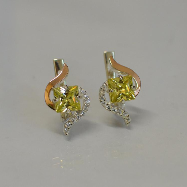 Срібні сережки з золотими накладками