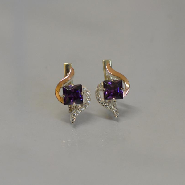 Срібні сережки з золотими накладками