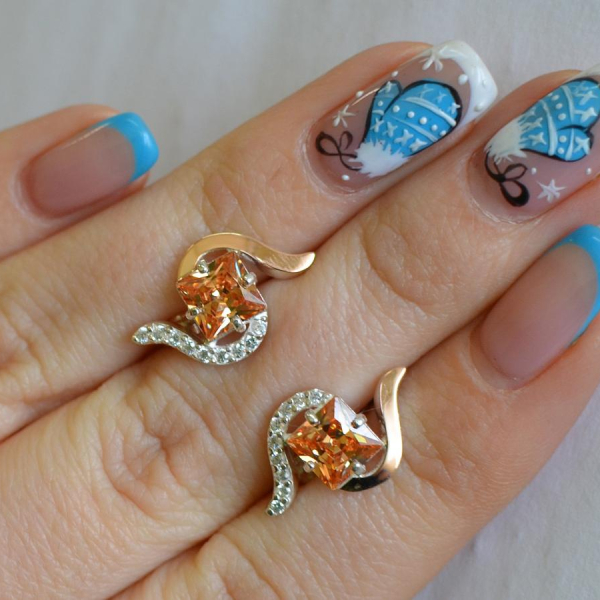 Срібні сережки з золотими накладками