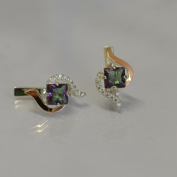 Срібні сережки з золотими накладками