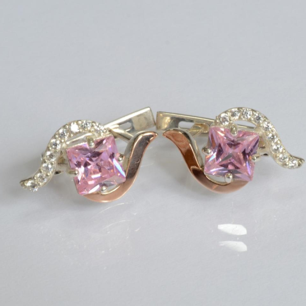 Срібні сережки з золотими накладками