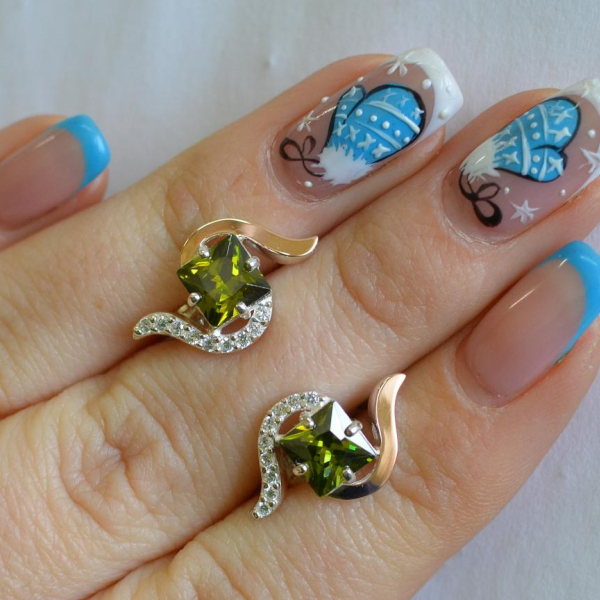 Срібні сережки з золотими накладками