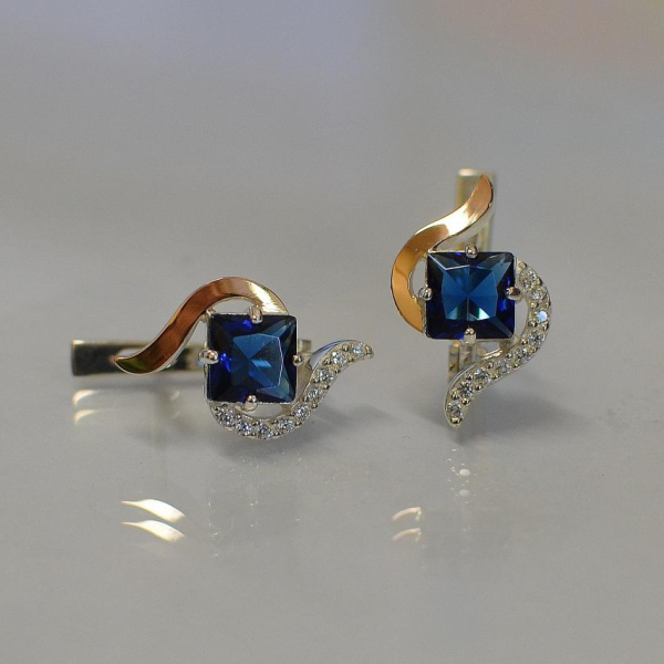 Срібні сережки з золотими накладками