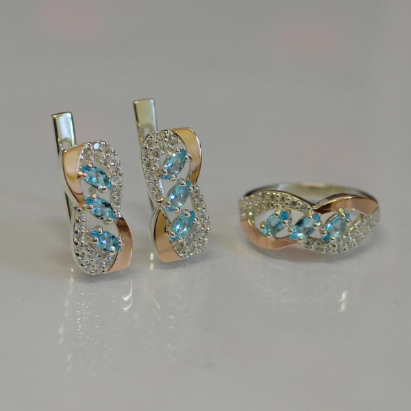 Серебряный гарнитур с золотыми пластинами