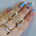 Серебряный гарнитур с золотыми пластинами