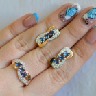 Серебряный гарнитур с золотыми пластинами