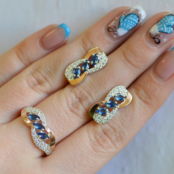 Серебряный гарнитур с золотыми пластинами