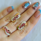 Серебряный гарнитур с золотыми пластинами