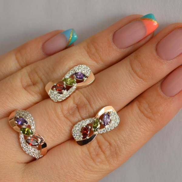 Серебряный гарнитур с золотыми пластинами