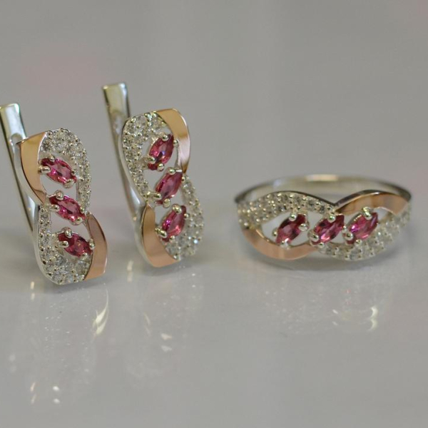 Серебряный гарнитур с золотыми пластинами