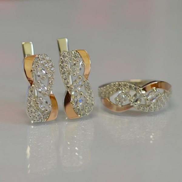 Серебряный гарнитур с золотыми пластинами