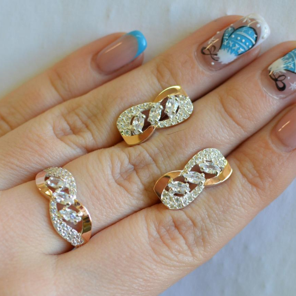 Серебряный гарнитур с золотыми пластинами