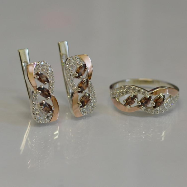 Серебряный гарнитур с золотыми пластинами