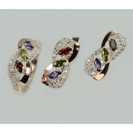 Серебряный гарнитур с золотыми пластинами