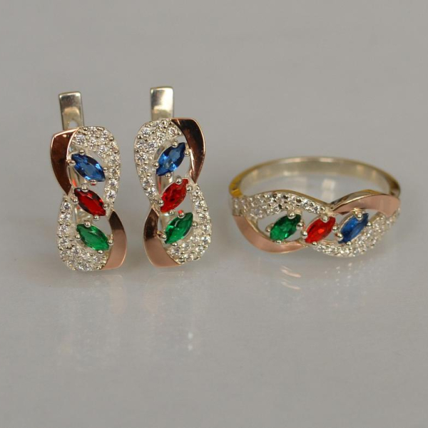 Серебряный гарнитур с золотыми пластинами