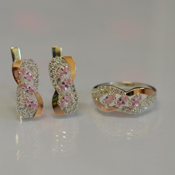 Серебряный гарнитур с золотыми пластинами