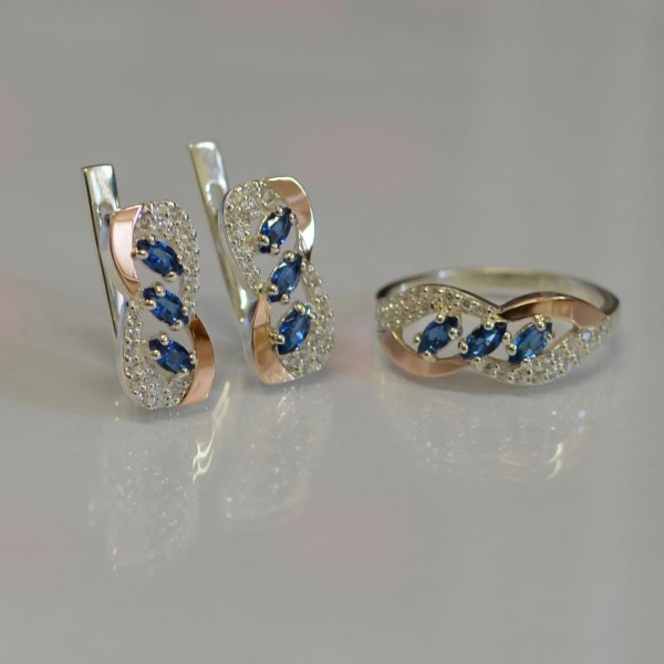 Серебряный гарнитур с золотыми пластинами