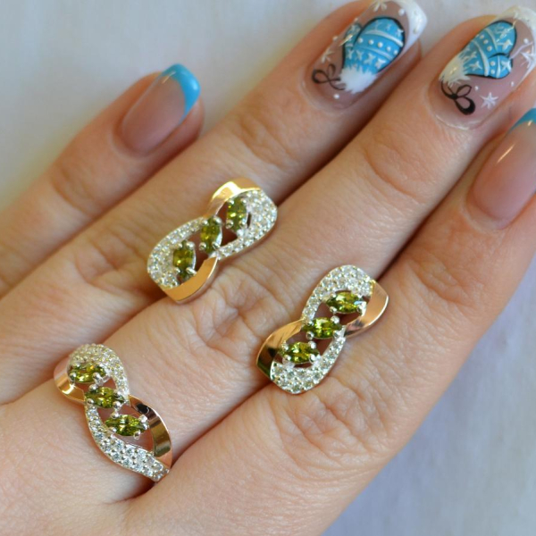 Серебряный гарнитур с золотыми пластинами