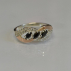 Срібна каблучка з золотими пластинами