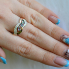 Срібна каблучка з золотими пластинами