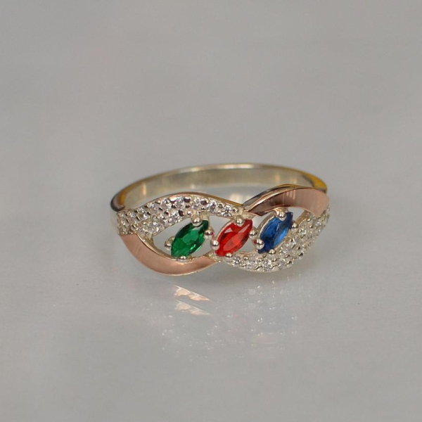 Срібна каблучка з золотими пластинами