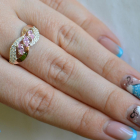 Срібна каблучка з золотими пластинами