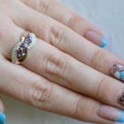 Срібна каблучка з золотими пластинами