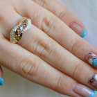 Срібна каблучка з золотими пластинами