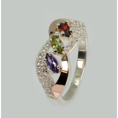 Серебряное кольцо с золотыми пластинами