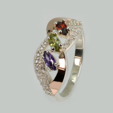 Срібна каблучка з золотими пластинами