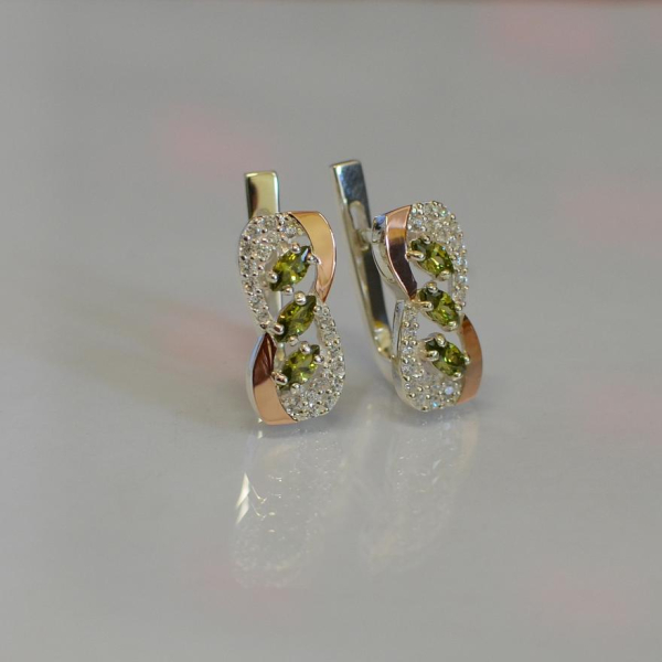 Серебряные серьги с золотыми пластинами