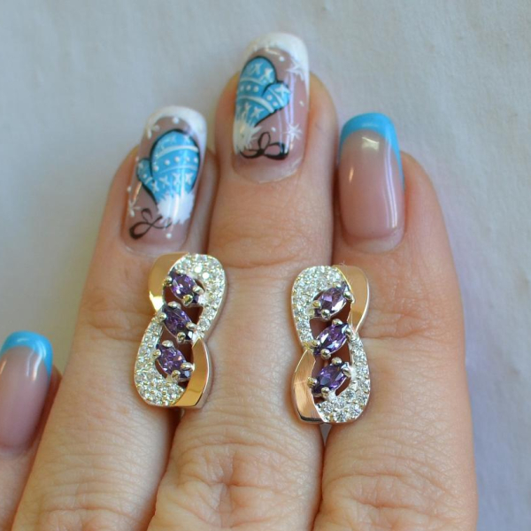 Серебряные серьги с золотыми пластинами