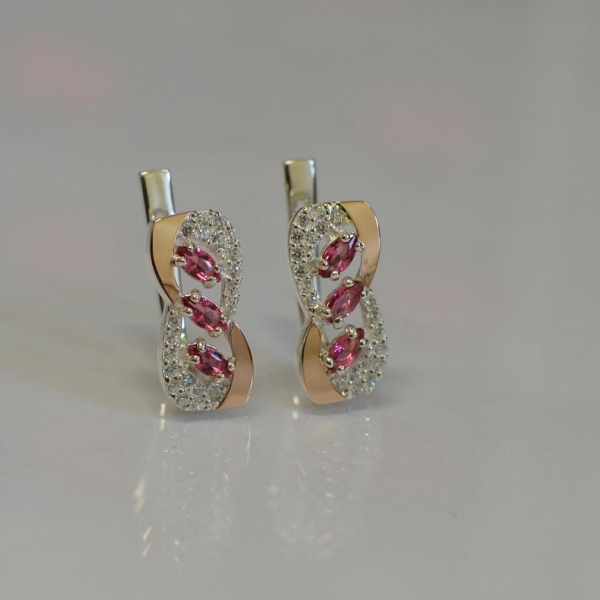 Серебряные серьги с золотыми пластинами