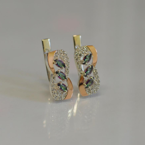 Серебряные серьги с золотыми пластинами