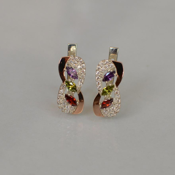 Серебряные серьги с золотыми пластинами