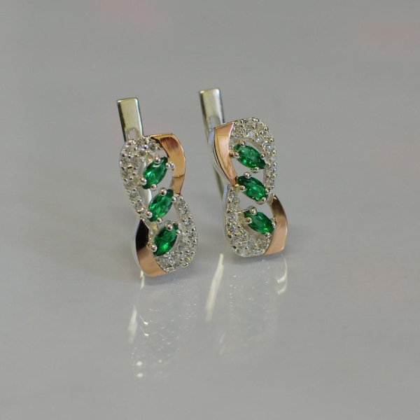 Серебряные серьги с золотыми пластинами