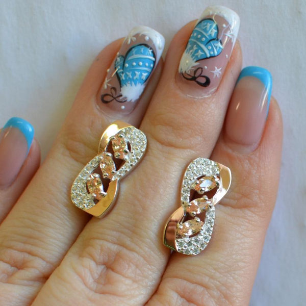 Серебряные серьги с золотыми пластинами