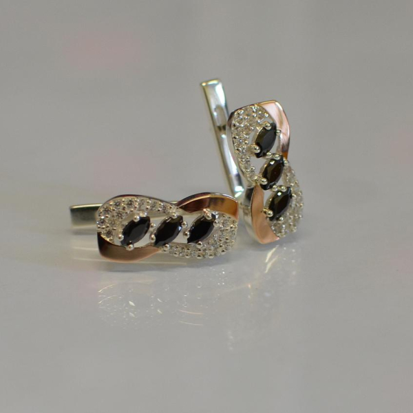 Серебряные серьги с золотыми пластинами