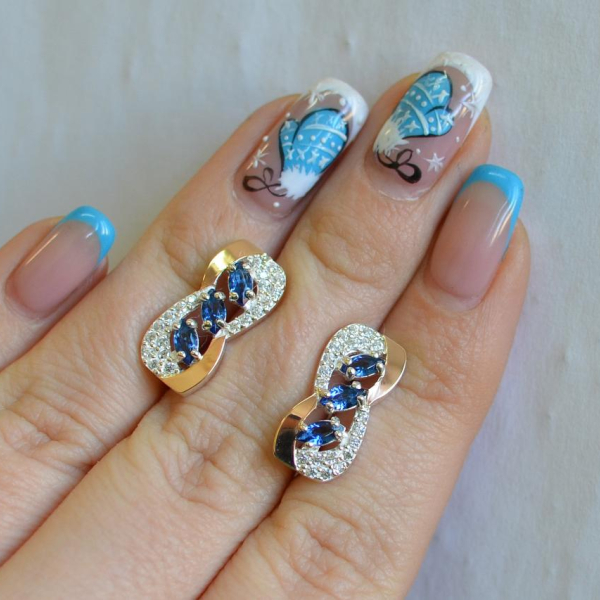 Серебряные серьги с золотыми пластинами