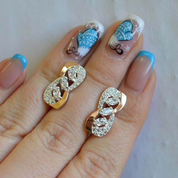 Серебряные серьги с золотыми пластинами