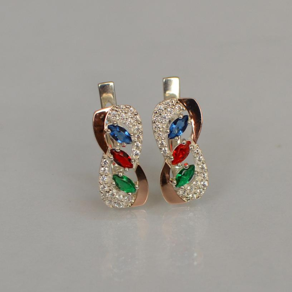 Серебряные серьги с золотыми пластинами