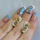 Серебряные серьги с золотыми пластинами