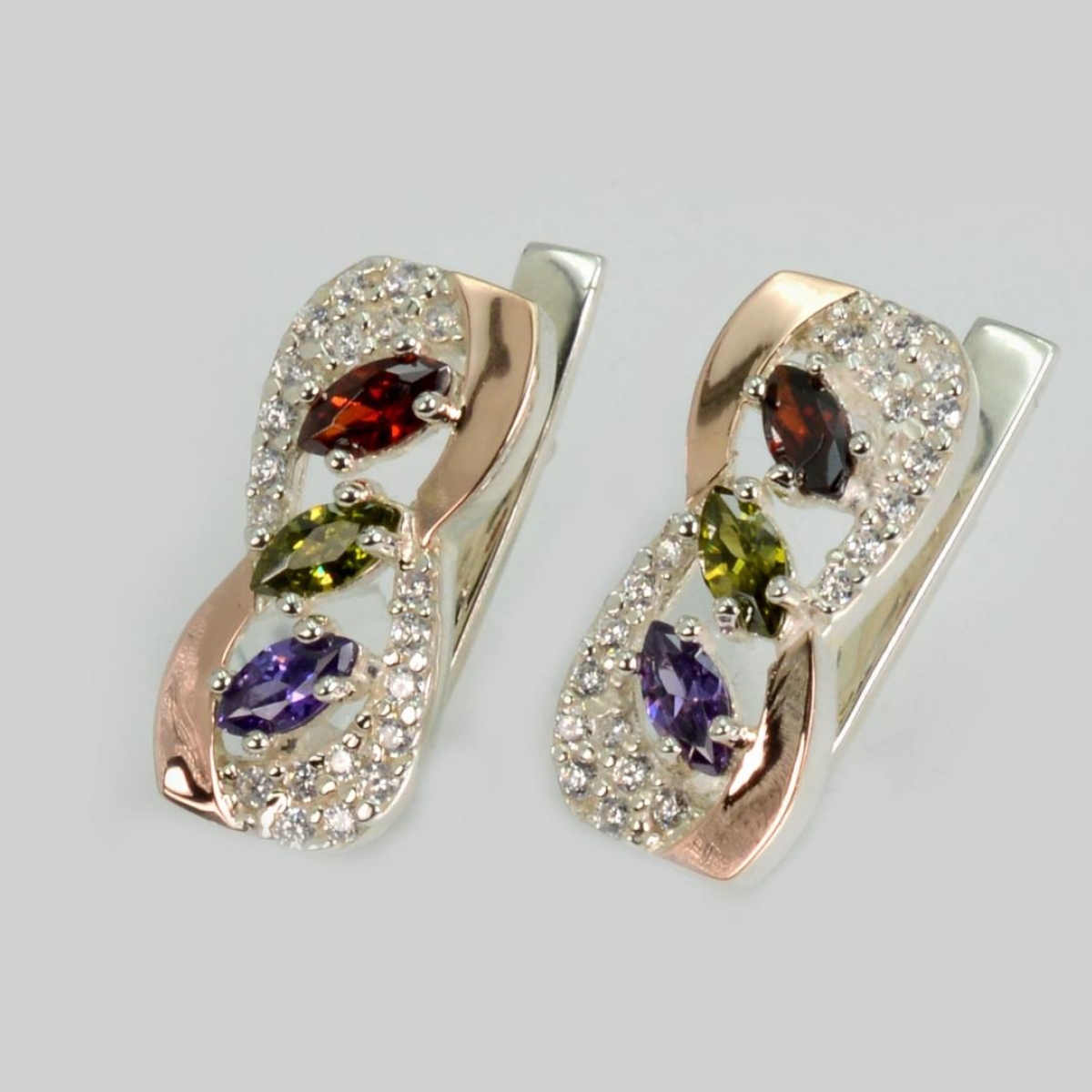 Серебряные серьги с золотыми пластинами