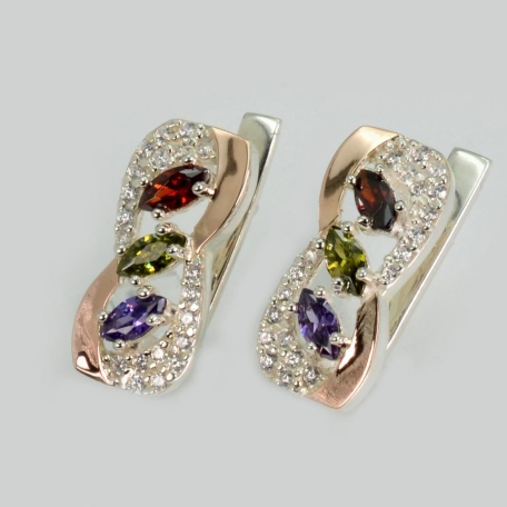 Срібні сережки з золотими пластинами